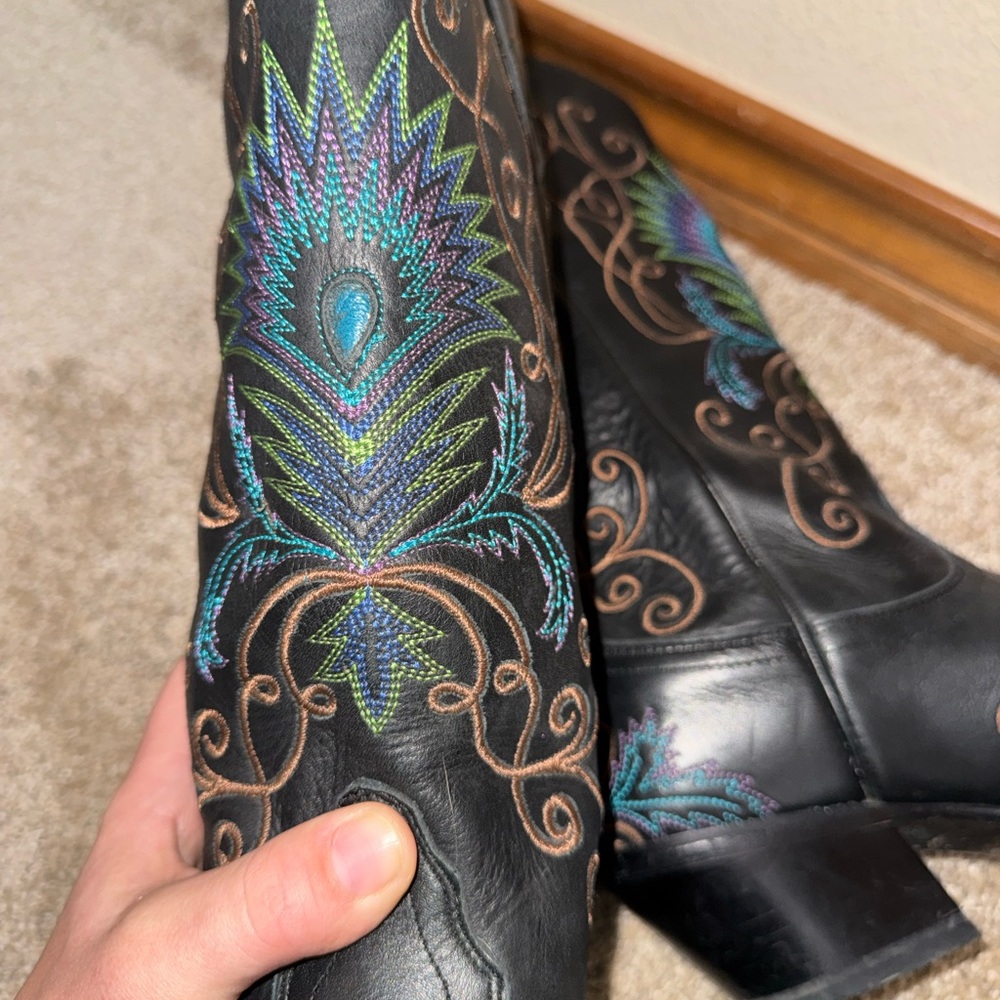 Tony Lama Black Leather Boots - Picture 7 of 7